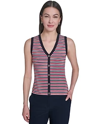 Tommy Hilfiger Women's V-Neck Striped Sweater
