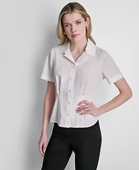 Dkny Women's Short-Sleeve Button-Front Blouse