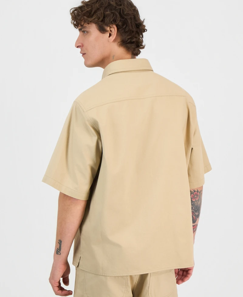 Hugo Boss Men's Ebwin Cotton Double-Pocket Shirt-Sleeve Shirt