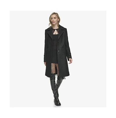 Regine Sb Women's Soft Wool Boucle Coat With Back Vent