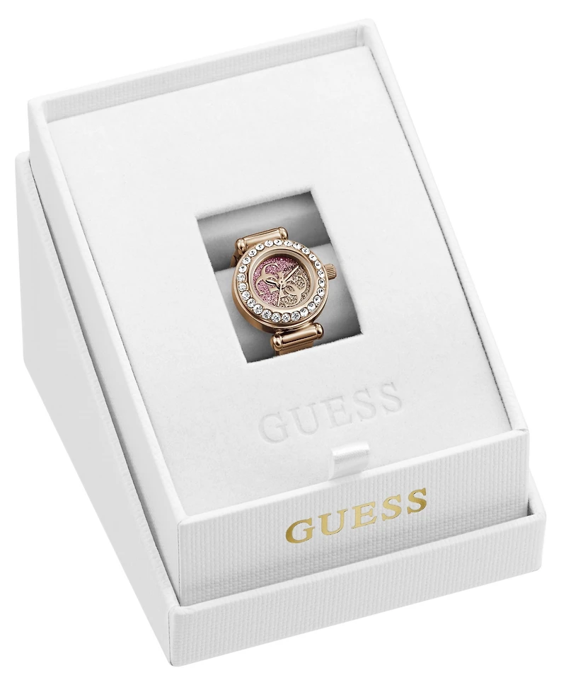 Guess Women's Glitz Rose Gold-Tone Stainless Steel Analog Ring Watch