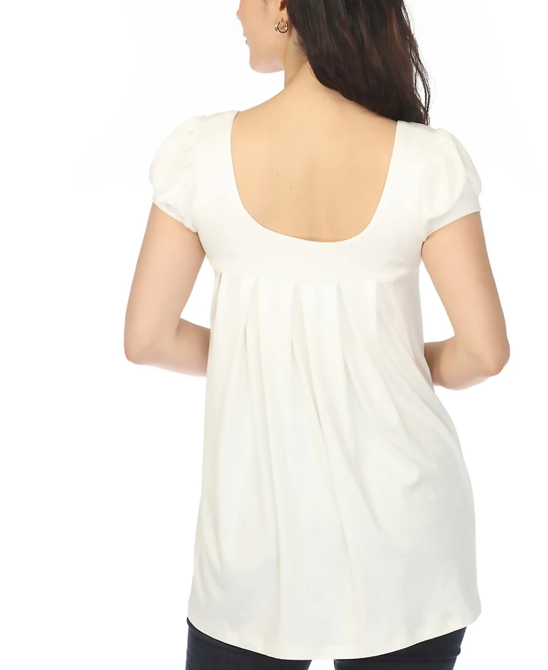 White Mark Women's Maternity Short-Sleeve Empire-Waist Tunic Top