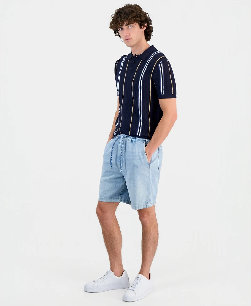 Guess Men's Carson Cotton-Blend Drawcord 8" Shorts