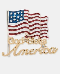 Anne Klein Boxed Two-Tone Crystal America Flag Pin