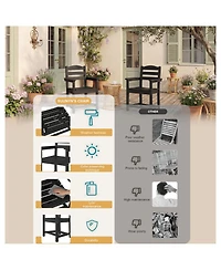 Set of 2 Outdoor Dining Chair with Armrests, For All Weather Conditions