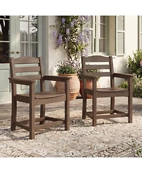 Set of 2 Outdoor Dining Chair with Armrests, For All Weather Conditions