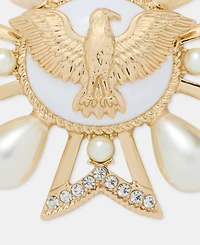 Anne Klein Boxed Gold-Tone Imitation Pearl Eagle Crystal Cross Pin