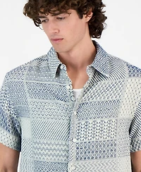 Guess Men's Malik Cotton Patchwork Jacquard Shirt