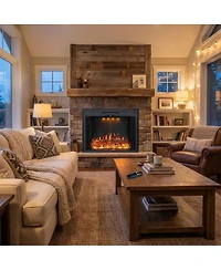 Mondawe 30" Recessed-in Realistic Flame Electric Fireplace with Adjustable Heat, Timer