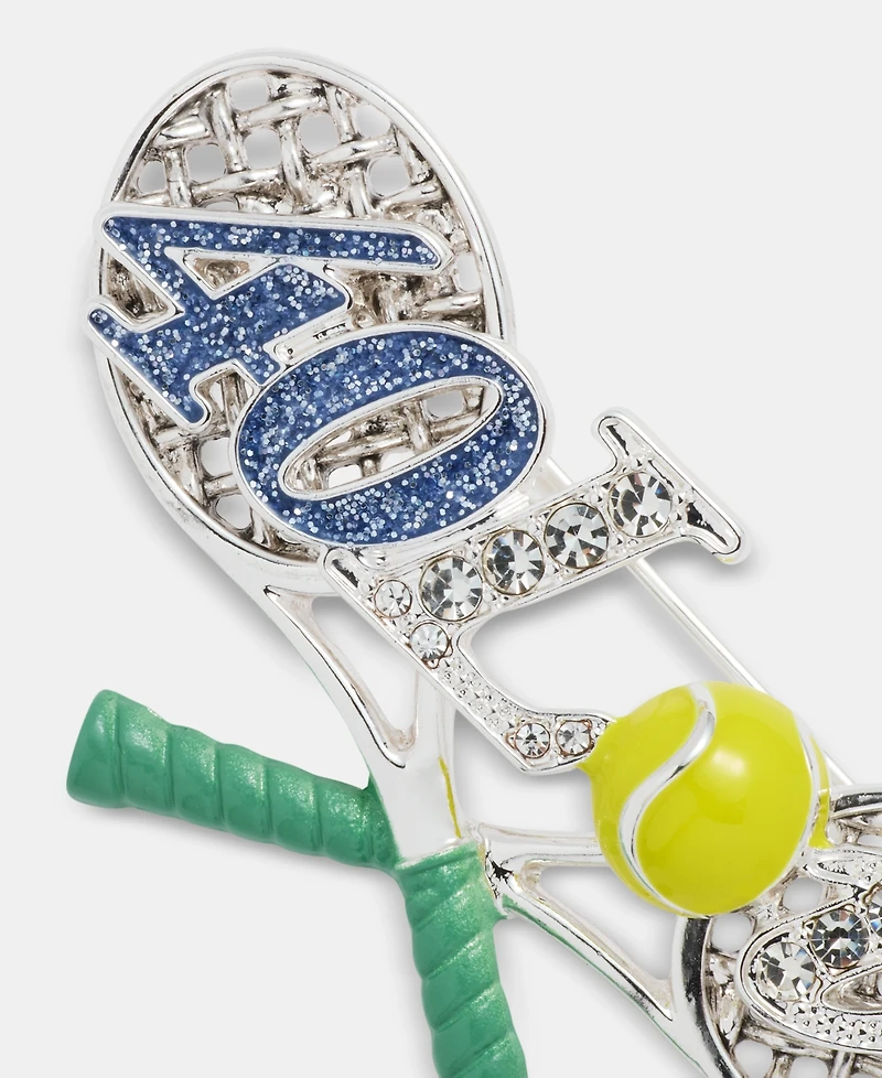 Anne Klein Boxed Silver-Tone Dynamic Tennis Racket Pin