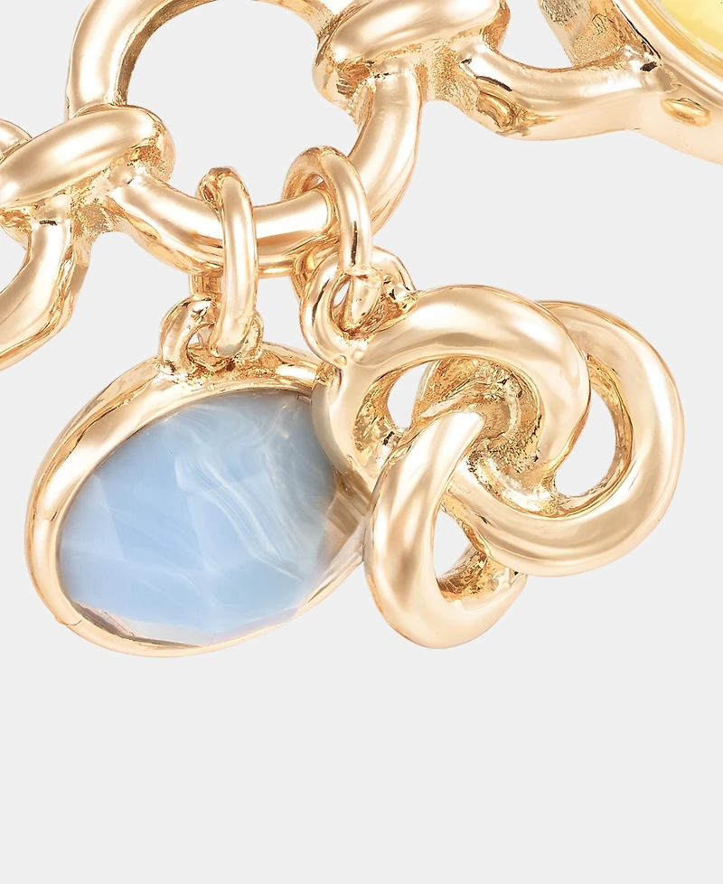 Anne Klein Gold-Tone Knot Charm Stone Stretch Bracelet