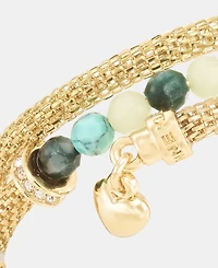 Anne Klein Boxed Gold-Tone Mesh Tube Heart Locket Coil Bracelet