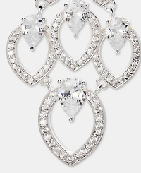Anne Klein Silver-Tone Navette Pearl Stone Chandelier Earrings