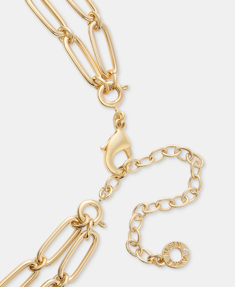 Anne Klein Gold-Tone Stone Knot Multi-Row Necklace