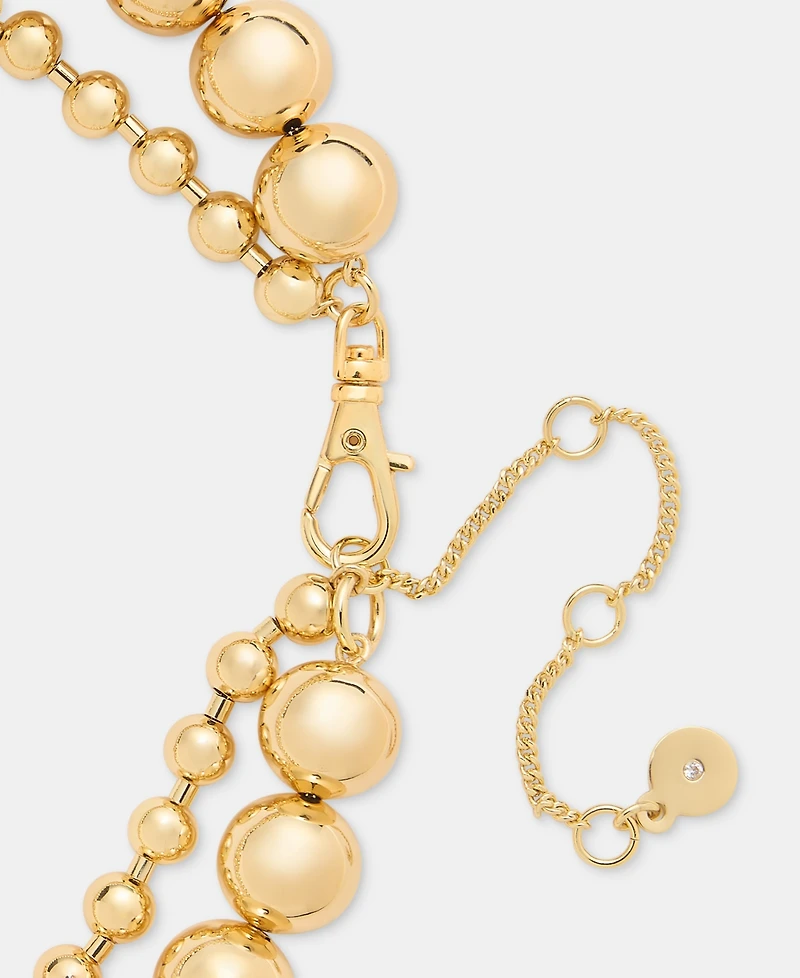 Dkny Gold-Tone Two-Row Ball Chain Collar Necklace