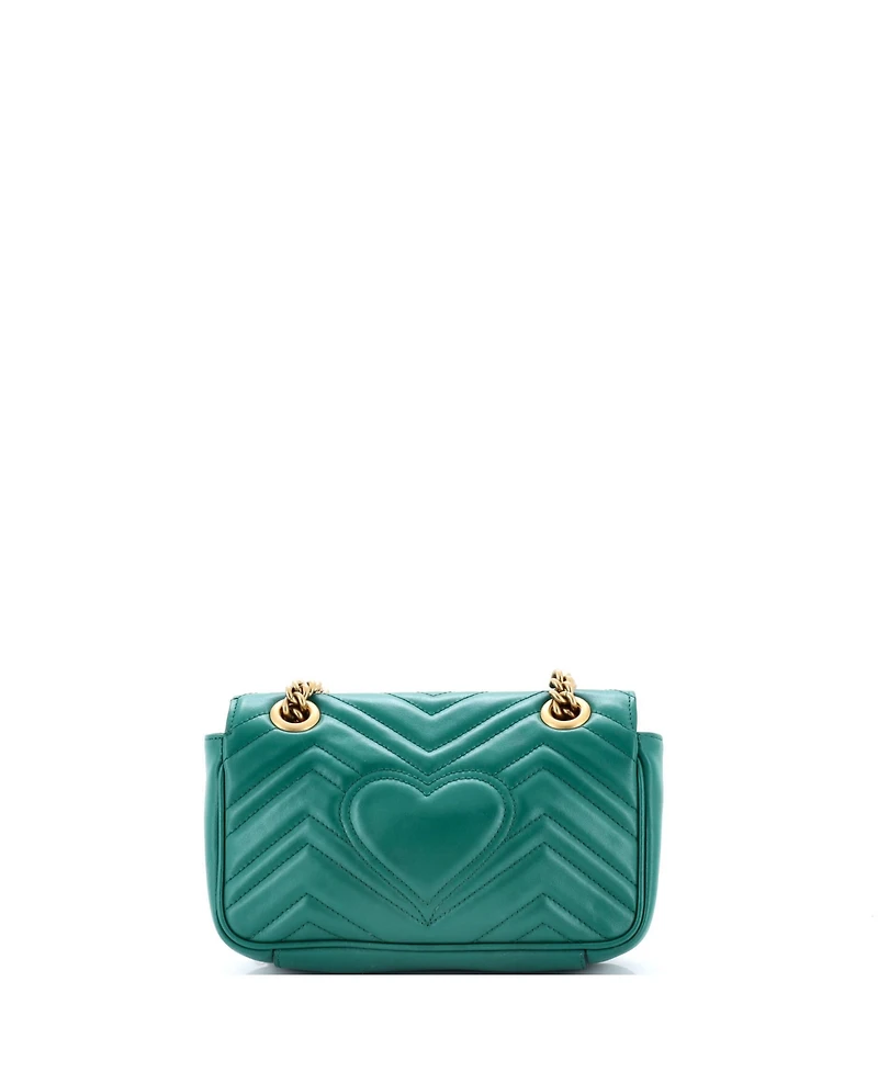 Pre-Owned Gucci Mini Gg Marmont Flap Bag Matelasse Leather