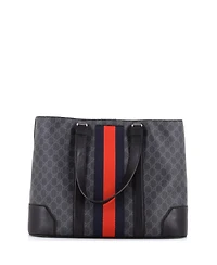 Pre-Owned Gucci Large Web Open Tote Gg Coated Canvas