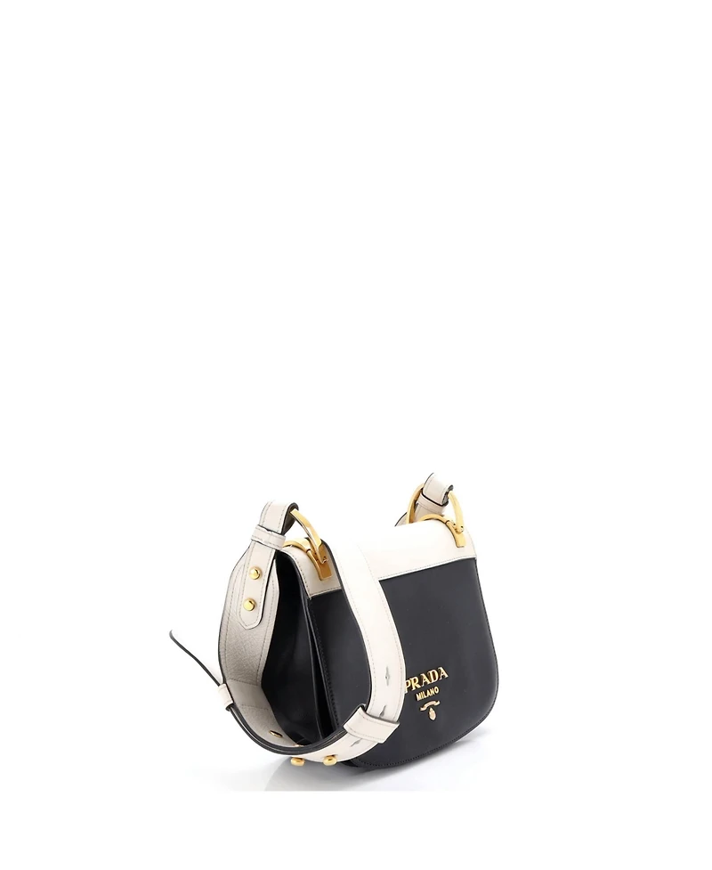 Pre-Owned Prada Small Pionniere Saddle Crossbody Bag City Calfskin