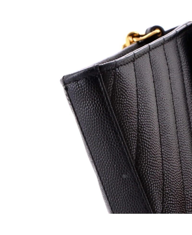 Pre-Owned Saint Laurent Medium Classic Monogram Wallet on Chain Matelasse Chevron Leather