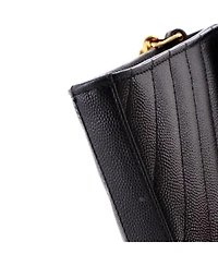 Pre-Owned Saint Laurent Medium Classic Monogram Wallet on Chain Matelasse Chevron Leather