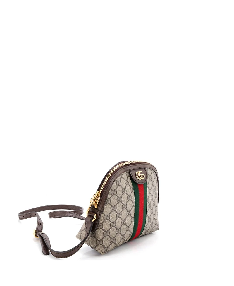Pre-Owned Gucci Small Ophidia Dome Shoulder Bag Gg Coated Canvas