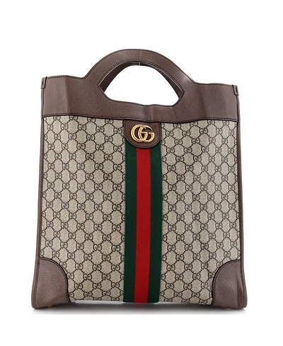 Pre-Owned Gucci Large Ophidia Cut Out Handle Bag Gg Coated Canvas with Leather
