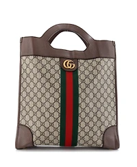 Pre-Owned Gucci Large Ophidia Cut Out Handle Bag Gg Coated Canvas with Leather