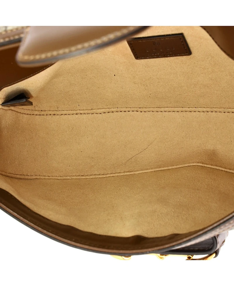 Pre-Owned Gucci East West Horsebit 1955 Shoulder Bag Gg Coated Canvas with Leather