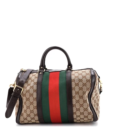 Pre-Owned Gucci Medium Vintage Web Boston Bag Gg Canvas