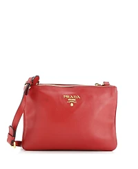 Pre-Owned Prada Small Double Zip Crossbody Bag Vitello Daino