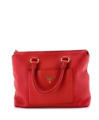 Pre-Owned Prada Medium Pocket Convertible Zip Satchel Vitello Daino