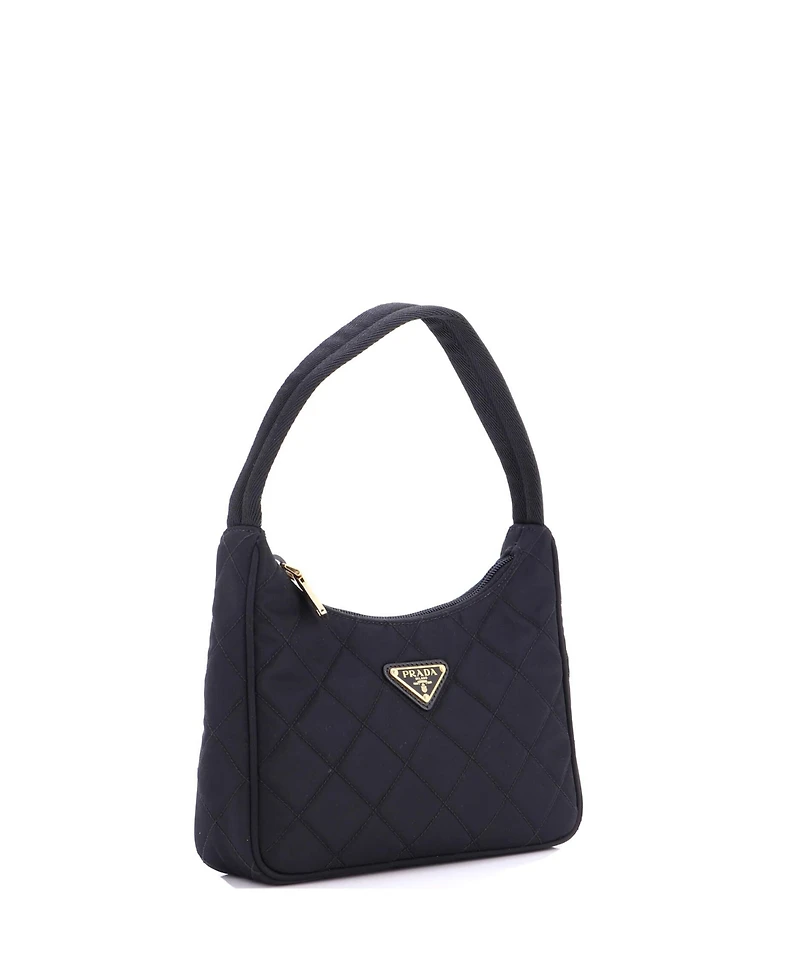 Pre-Owned Prada Small Hobo Quilted Tessuto
