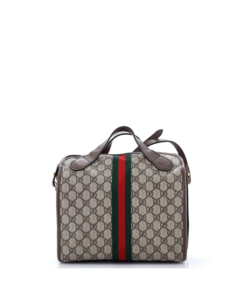 Pre-Owned Gucci Mini Ophidia Fold Over Duffle Bag Gg Coated Canvas