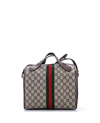 Pre-Owned Gucci Mini Ophidia Fold Over Duffle Bag Gg Coated Canvas