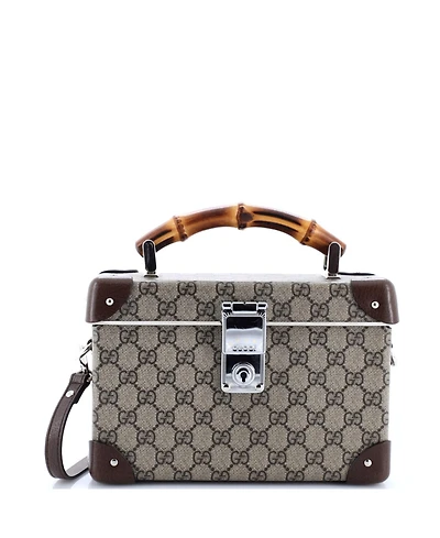Pre-Owned Gucci Bamboo Globe-Trotter Vanity Case Gg Coated Canvas