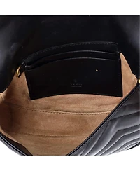 Pre-Owned Gucci Mini Gg Marmont Half Moon Flap Crossbody Bag Matelasse Leather