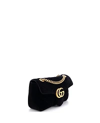 Pre-Owned Gucci Small Gg Marmont Flap Bag Matelasse Velvet