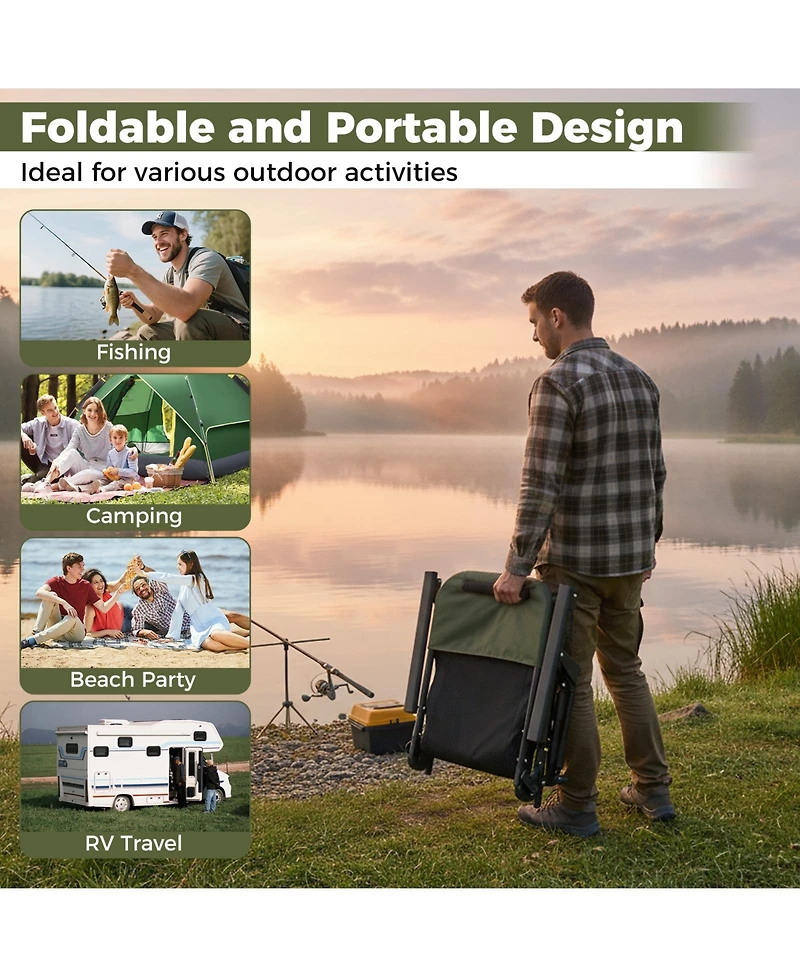 Sugift Oversized Foldable Fishing Chair with Detachable Footrest