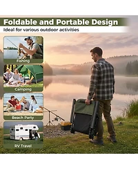Sugift Oversized Foldable Fishing Chair with Detachable Footrest