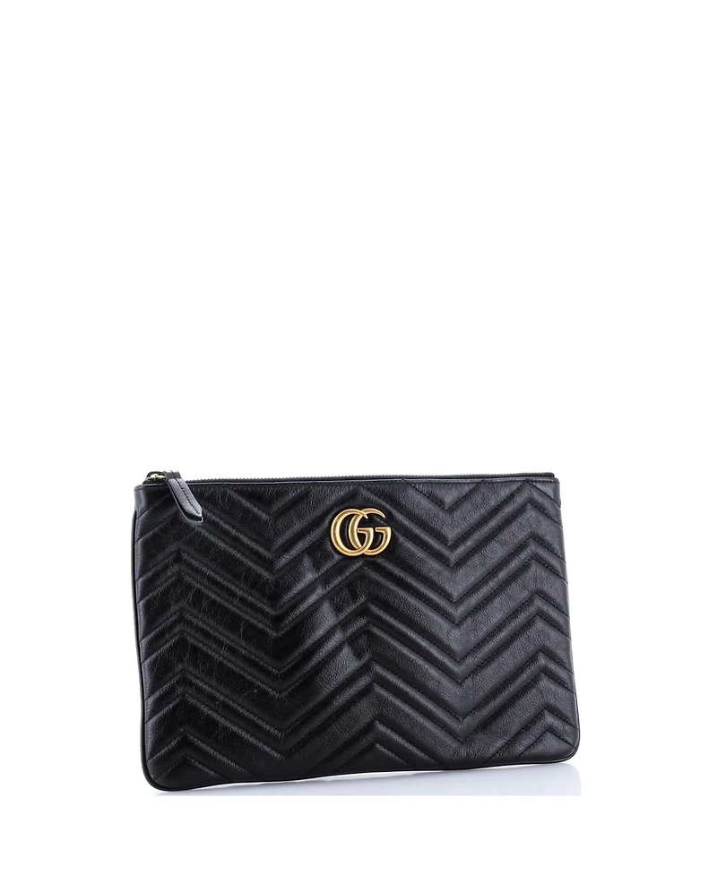 Pre-Owned Gucci Gg Marmont Clutch Matelasse Leather