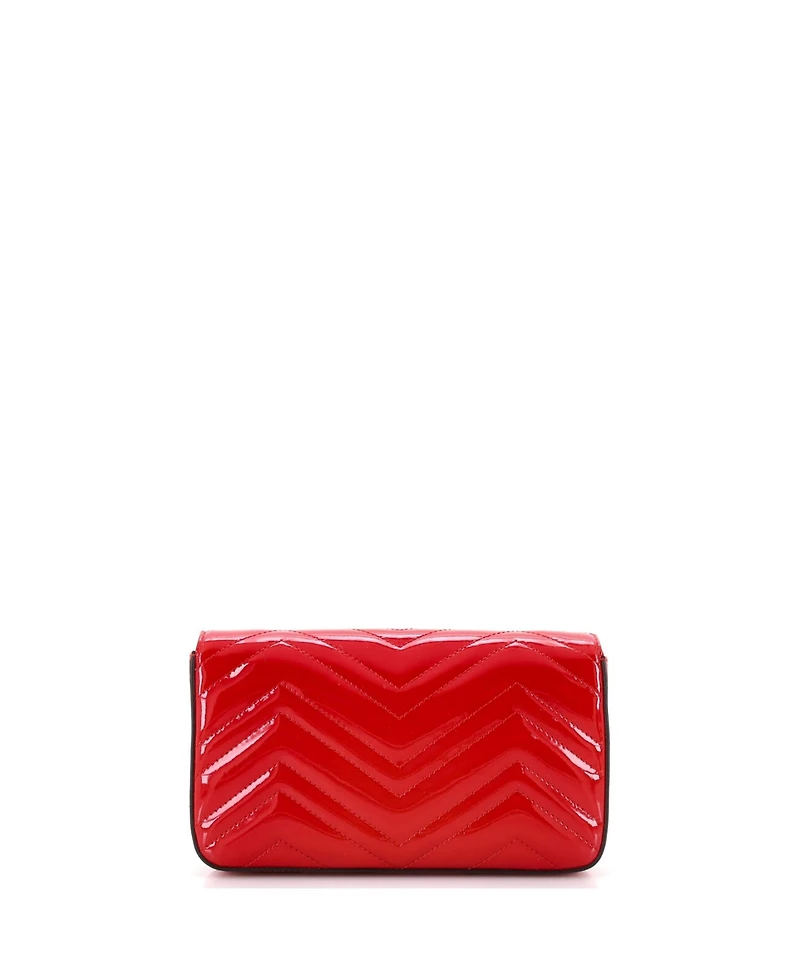 Pre-Owned Gucci Mini Gg Marmont Flap Bag Matelasse Patent