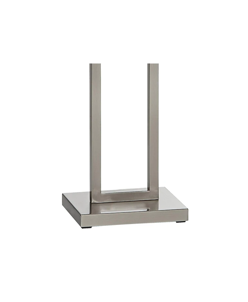 Possini Euro Design Duarte Modern 61" Tall Standing Floor Lamp Open Column Silver Metal Satin Nickel Finish Living Room Bedroom
