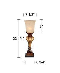 Regency Hill Traditional Uplight Accent Table Lamps 23 1/4" High Set of 2 Light Gold Alabaster Glass Shade for Living Room Bedroom
