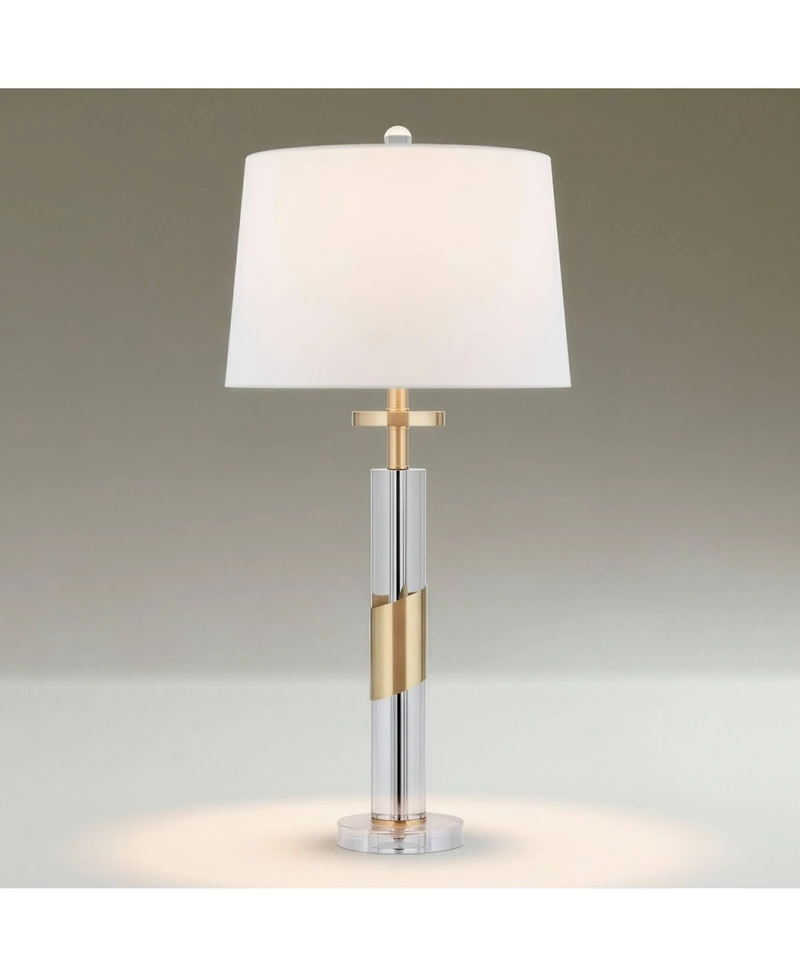 Vienna Full Spectrum Alfred 30 1/2" High Soft Brass and Crystal Column Table Lamp