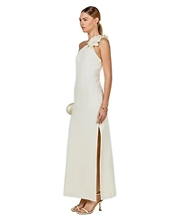 endless rose Women's Flower Detail One Shoulder Knit Maxi Dress