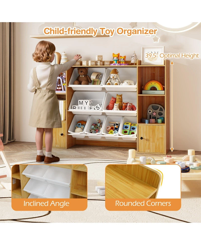 Sugift Kids Toy Storage and Bookshelf with Boxes and Open Shelves