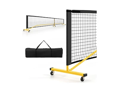 Hongge 22 Ft Portable Pickleball Net with 6 Lockable Wheels and Carry Bag