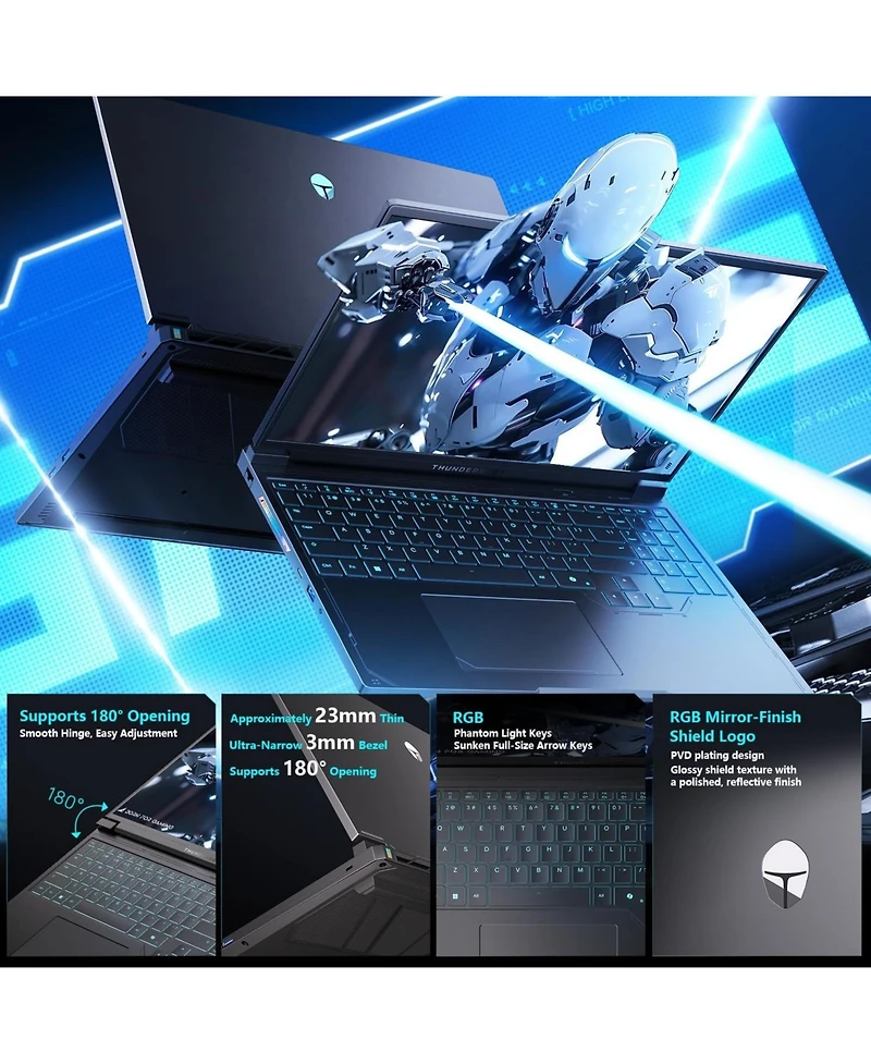 Thunderobot Radiant S 16 Gaming Laptop 16" Wqxga Non-touch 300Hz Amd Ryzen 9 9850HX Nvidia GeForce Rtx 5070 64GB DDR5 2TB Ssd Windows 11 Home