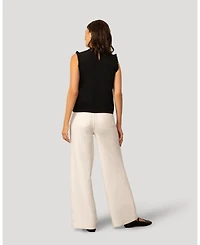 Cable & Gauge Women's Mixed Media Ruffle Sleeve Top