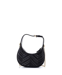Pre-Owned Gucci Mini Gg Marmont Half Moon Hobo Matelasse Leather